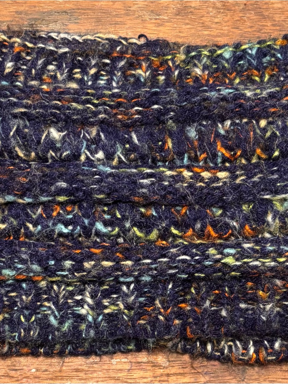 Navy Multicolor wide ear warming head band- fleece lined